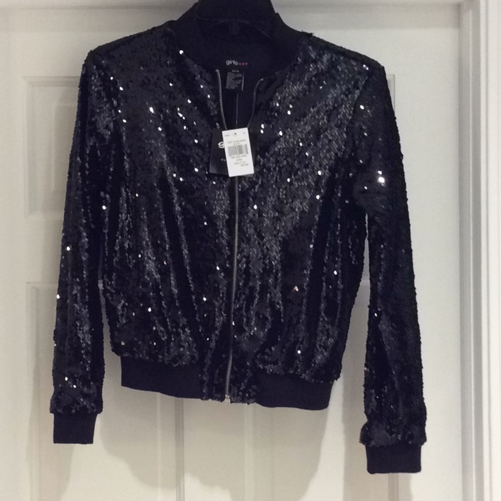 Girl’s Black Sparkly Jacket - Sz 14/16 NWT